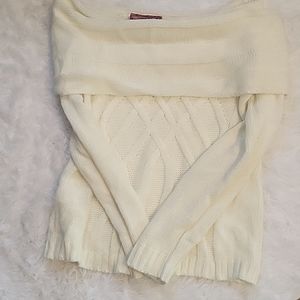 Off the shoulder white sweater